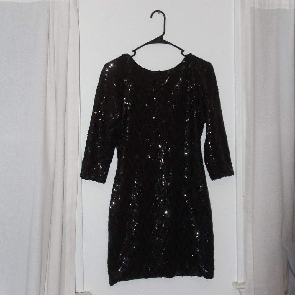 Black Sequin Mini Dress